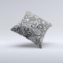 The Black and White Aztec Paisley ink-Fuzed Decorative Throw Pillow