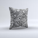 The Black and White Aztec Paisley ink-Fuzed Decorative Throw Pillow