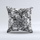The Black and White Geometric Floral ink-Fuzed Decorative Throw Pillow