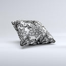 The Black and White Geometric Floral ink-Fuzed Decorative Throw Pillow