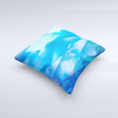 Blue Abstract Crystal Pattern Ink-Fuzed Decorative Throw Pillow