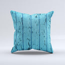 Blue Aged Wood Panel Ink-Fuzed Decorative Throw Pillow