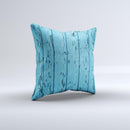 Blue Aged Wood Panel Ink-Fuzed Decorative Throw Pillow