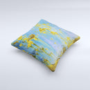 Blue Metal with Gold Rust  Ink-Fuzed Decorative Throw Pillow