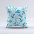 Blue Nautical Collage V5  Ink-Fuzed Decorative Throw Pillow