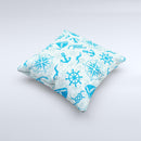 Blue Nautical Collage V5  Ink-Fuzed Decorative Throw Pillow