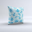Blue Nautical Collage V5  Ink-Fuzed Decorative Throw Pillow