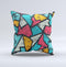 The Blue, Orange and Red Zig Zags ink-Fuzed Decorative Throw Pillow