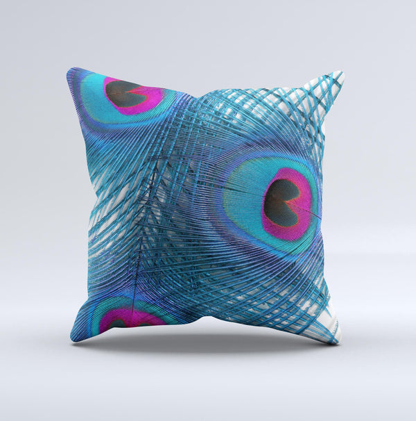 The Blue Peacock ink-Fuzed Decorative Throw Pillow