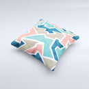 The Blue, Pink and Tan Sections ink-Fuzed Decorative Throw Pillow