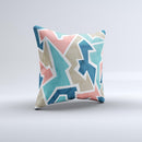 The Blue, Pink and Tan Sections ink-Fuzed Decorative Throw Pillow