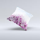 Blue Sky Pink Flower Field  Ink-Fuzed Decorative Throw Pillow