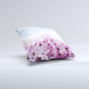 Blue Sky Pink Flower Field  Ink-Fuzed Decorative Throw Pillow