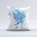 The Blue Splatter Feather ink-Fuzed Decorative Throw Pillow
