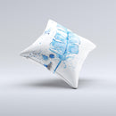 The Blue Splatter Feather ink-Fuzed Decorative Throw Pillow