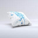 The Blue Splatter Feather ink-Fuzed Decorative Throw Pillow