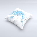 The Blue Splatter Feather ink-Fuzed Decorative Throw Pillow