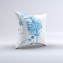 The Blue Splatter Feather ink-Fuzed Decorative Throw Pillow