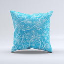 Blue & White Abstract Swirly Pattern Ink-Fuzed Decorative Throw Pillow