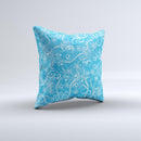 Blue & White Abstract Swirly Pattern Ink-Fuzed Decorative Throw Pillow