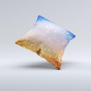 The Blue and Orange Scratched Surface with Glowing Gold ink-Fuzed Decorative Throw Pillow