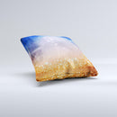 The Blue and Orange Scratched Surface with Glowing Gold ink-Fuzed Decorative Throw Pillow