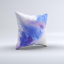 The Blue and Pink Watercolor Spill ink-Fuzed Decorative Throw Pillow