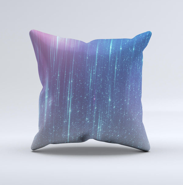 The Blue and Purple Scratched Streaks ink-Fuzed Decorative Throw Pillow