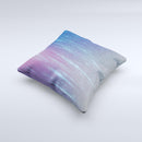 The Blue and Purple Scratched Streaks ink-Fuzed Decorative Throw Pillow