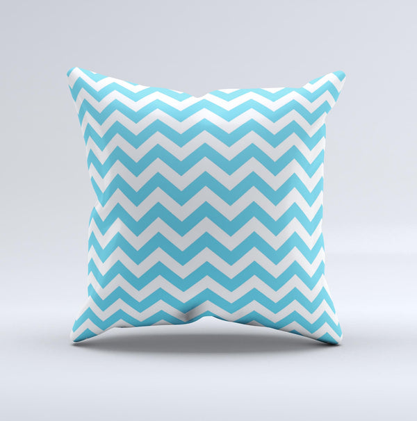 Blue and White Chevron Pattern  Ink-Fuzed Decorative Throw Pillow