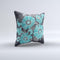 Bright Blue Accented Flower Illustration  Ink-Fuzed Decorative Throw Pillow