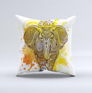 The Bright Orange Ethnic Elephant ink-Fuzed Decorative Throw Pillow