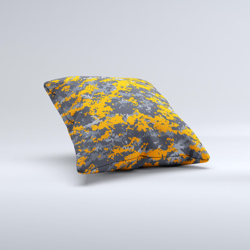 Bright Orange and Gray Digital Camouflage  Ink-Fuzed Decorative Throw Pillow