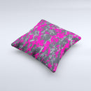 Bright Pink V2 and Gray Digital Camouflage  Ink-Fuzed Decorative Throw Pillow