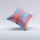Bright Red Metal with Turquoise Rust  Ink-Fuzed Decorative Throw Pillow