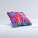 Bright Red v2 Metal with Turquoise Rust  Ink-Fuzed Decorative Throw Pillow