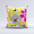 Bright Summer Brushed Flowers   Ink-Fuzed Decorative Throw Pillow