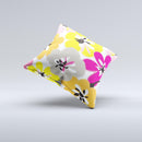 Bright Summer Brushed Flowers   Ink-Fuzed Decorative Throw Pillow