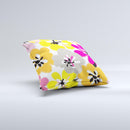 Bright Summer Brushed Flowers   Ink-Fuzed Decorative Throw Pillow