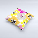 Bright Summer Brushed Flowers   Ink-Fuzed Decorative Throw Pillow