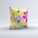 Bright Summer Brushed Flowers   Ink-Fuzed Decorative Throw Pillow