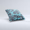 Bright Turquoise and Gray Digital Camouflage  Ink-Fuzed Decorative Throw Pillow