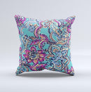 Bright WaterColor Floral  Ink-Fuzed Decorative Throw Pillow