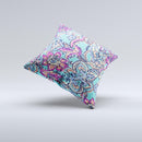 Bright WaterColor Floral  Ink-Fuzed Decorative Throw Pillow