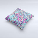 Bright WaterColor Floral  Ink-Fuzed Decorative Throw Pillow
