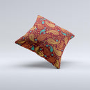 Brown & Gold Paisley Pattern Ink-Fuzed Decorative Throw Pillow