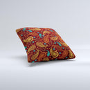 Brown & Gold Paisley Pattern Ink-Fuzed Decorative Throw Pillow