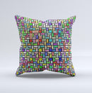 Colorful Abstract Tiled Ink-Fuzed Decorative Throw Pillow