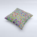 Colorful Abstract Tiled Ink-Fuzed Decorative Throw Pillow