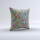 Colorful Abstract Tiled Ink-Fuzed Decorative Throw Pillow